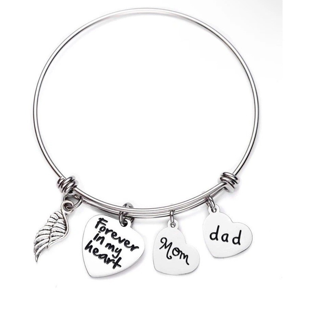 LParkin Sympathy Gift For Loss Mother Father Bracelet Adjustable Stainless Steel